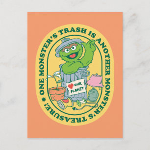 Oscar der Grouch Monster Treasure Abzeichen Postkarte