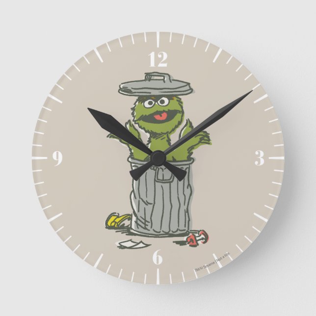 Oscar der Grouch Vintag 1 Runde Wanduhr (Vorderseite)