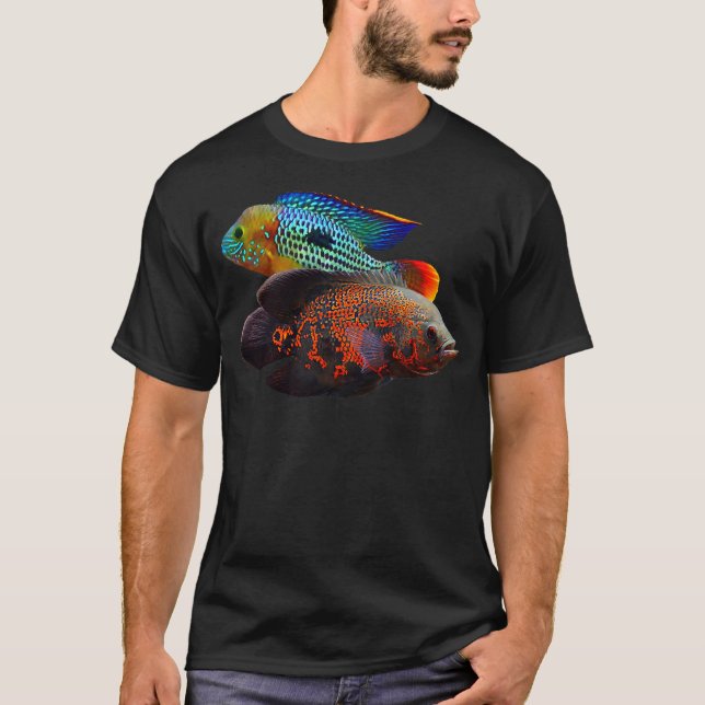 Oscar Fish Green Terror Cichlids Monster Fish Aqua T-Shirt (Vorderseite)