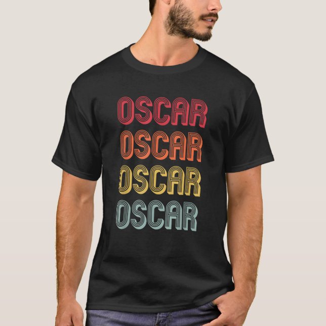 OSCAR Geschenkname Personalisiert Funny Retro Vint T-Shirt (Vorderseite)