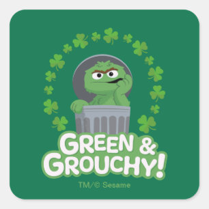 Oscar Grün & Grouchy! Quadratischer Aufkleber