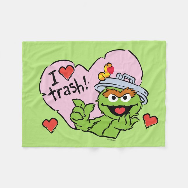 Oscar "I Liebe Trash" Valentine Fleecedecke (Vorderseite (Horizontal))