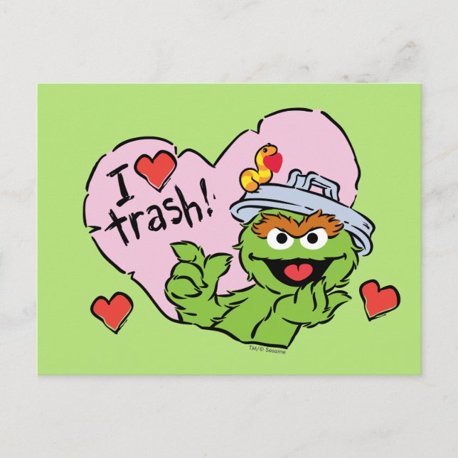Oscar "I Liebe Trash" Valentine Postkarte (Vorderseite)
