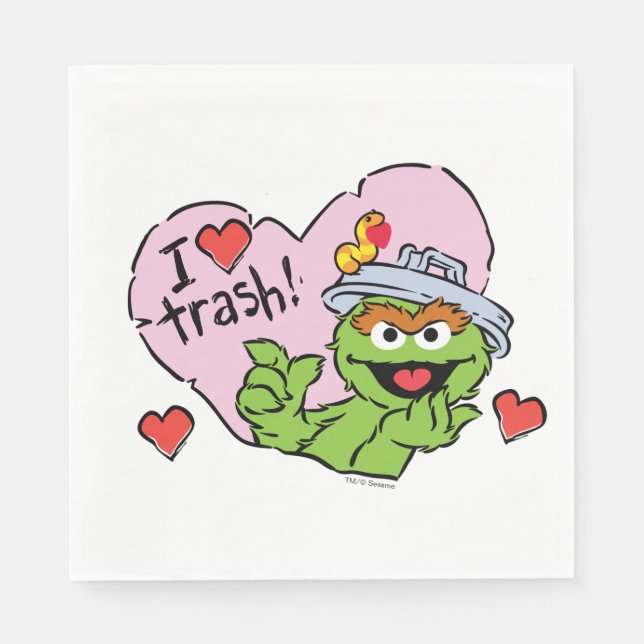 Oscar "I Liebe Trash" Valentine Serviette (Vorderseite)
