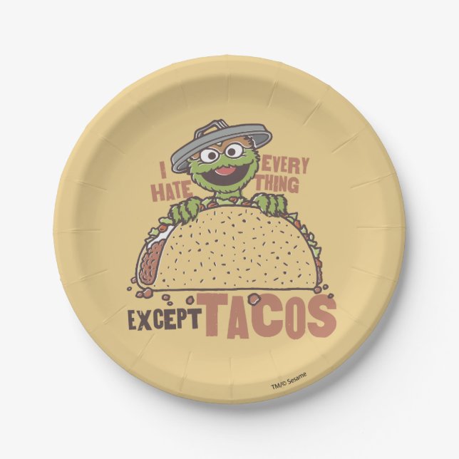 Oscar ich hasste alles außer Tacos Pappteller (Vorderseite)