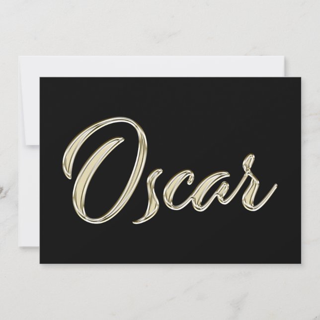 Oscar Name white gold Handwriting Karte (Vorderseite)