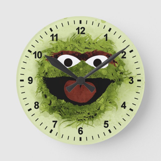 Oscar the Grouch | Watercolor Trend Runde Wanduhr (Vorderseite)