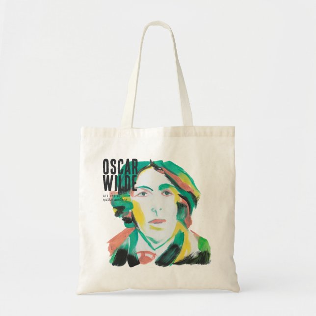 Oscar Wilde Portrait mit benutzerdefiniertem Text  Tragetasche (Vorne)