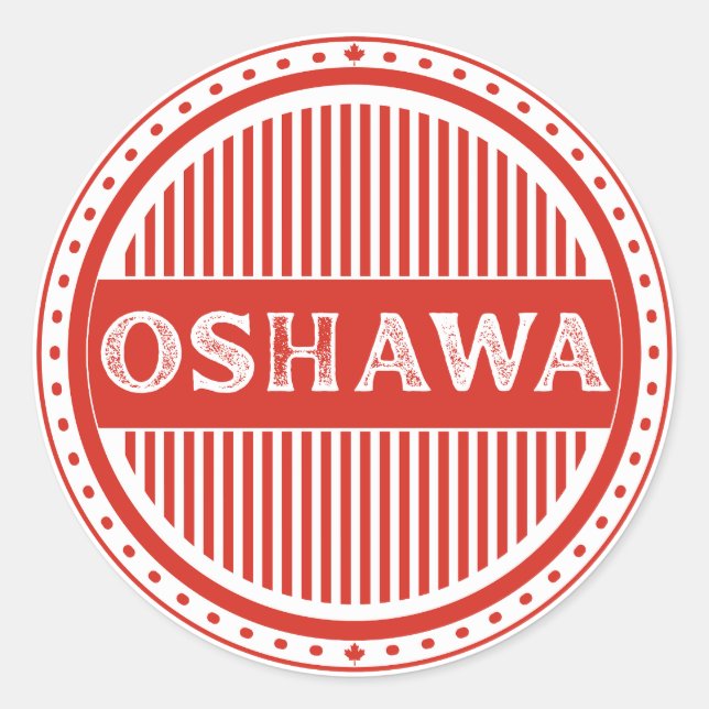 Oshawa City Pride Emblem – Kanadische Identität Runder Aufkleber (Vorderseite)