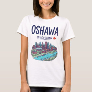 Oshawa Ontario Kanada Süße Skyline Bunt T-Shirt
