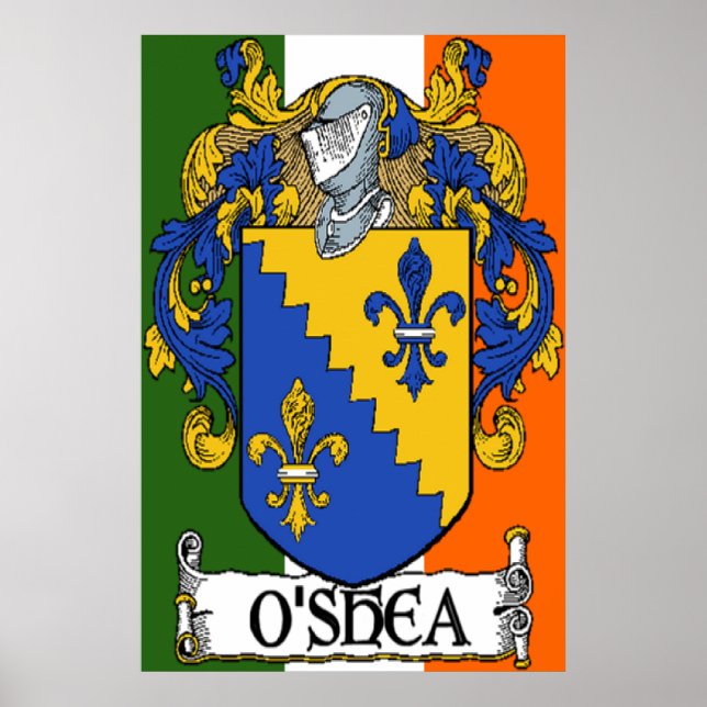 O'Shea Coat of Arms Irish Flag Print Poster (Vorne)