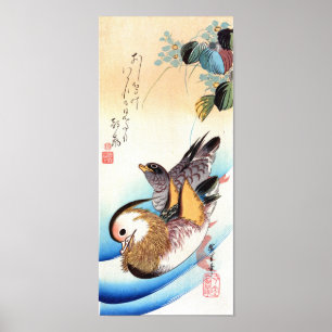 Oshidori (Mandarin Ducks), Hiroshige Fine Art Poster