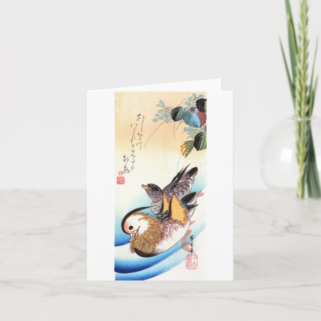 Oshidori (Mandarinen-Enten), Hiroshige schöne Karte (Vorderseite)