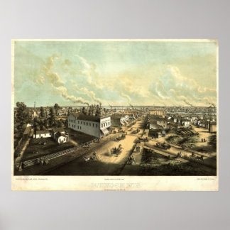 Oshkosh aus den 1850er Jahren, WI Bird's Eye View Poster