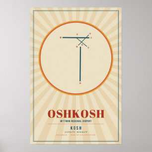 Oshkosh OSH Flughafen-Runway-Map-Poster Retro Poster
