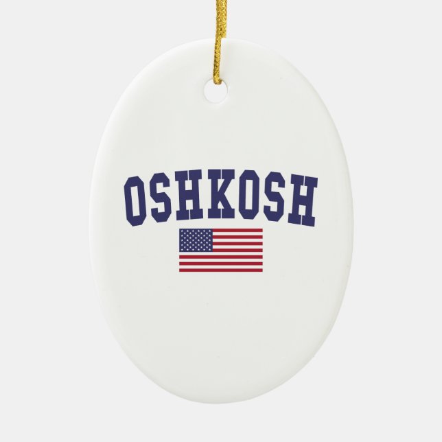 Oshkosh US-Flagge Keramik Ornament (Vorne)