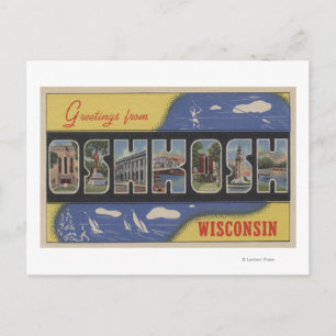 Oshkosh, Wisconsin - Große Buchstabenszenen Postkarte