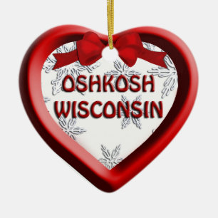 Oshkosh Wisconsin Herz Weihnachtsschmuck