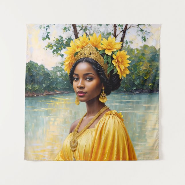 Oshun African Goddess Orisha Art Wandteppich (Vorderseite)