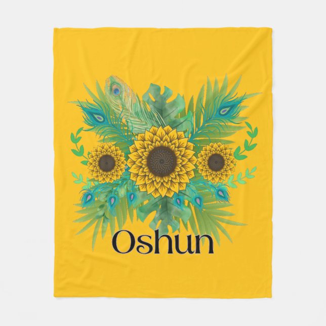 Oshun Goddess Sunblumen Fleecedecke (Vorderseite)