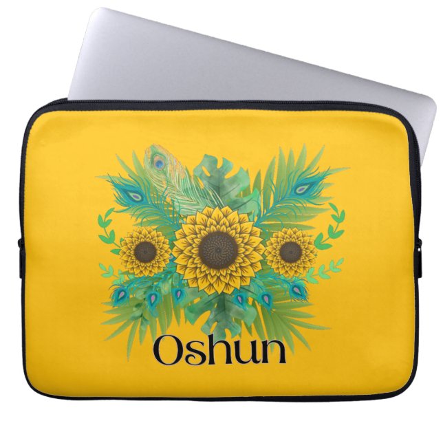 Oshun Goddess Sunblumen Laptopschutzhülle (Vorderseite)