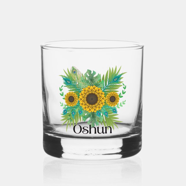 Oshun Goddess Sunblumen Whiskyglas (Vorderseite)