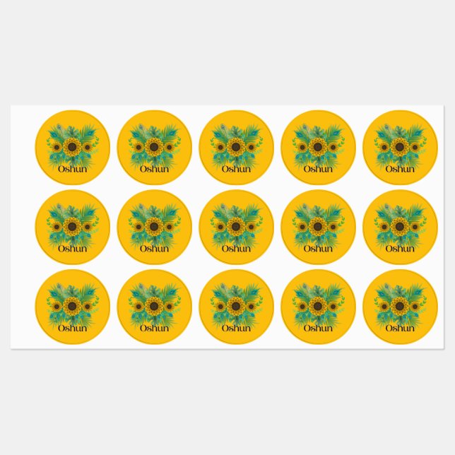 Oshun Goddess Sunflowers Labels Etiketten (Blatt)
