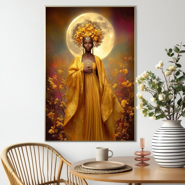 Oshun Print Luxus Afro Mystical Yellow Floral Art Poster (Von Creator hochgeladen)