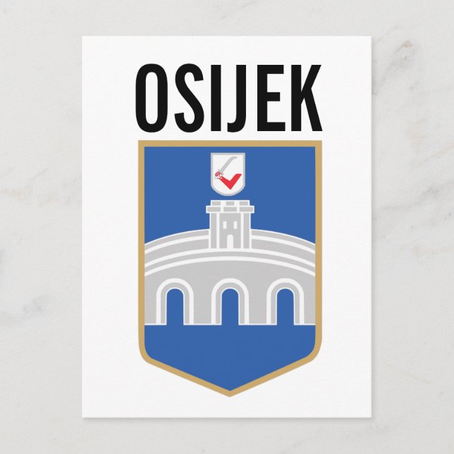 Osijek Wappen, Kroatien Postkarte (Vorderseite)
