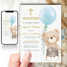 Osito Azul Taufe Und Erster Geburtstag Junge  
