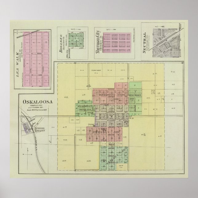 Oskaloosa, Lea Walk und Bonanza, Kansas Poster (Vorne)