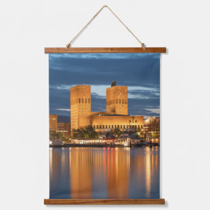 Oslo City Hall Norwegen Wandteppich Mit Holzrahmen
