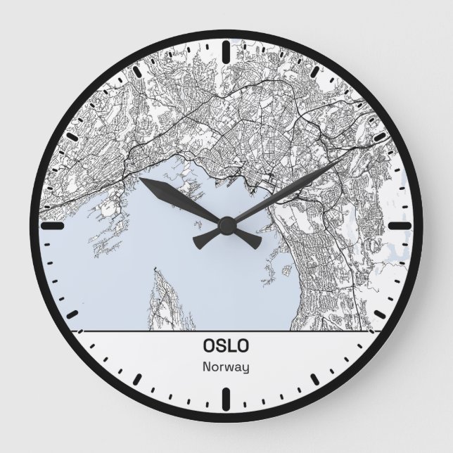 Oslo Clock City Line Art Große Wanduhr (Vorderseite)