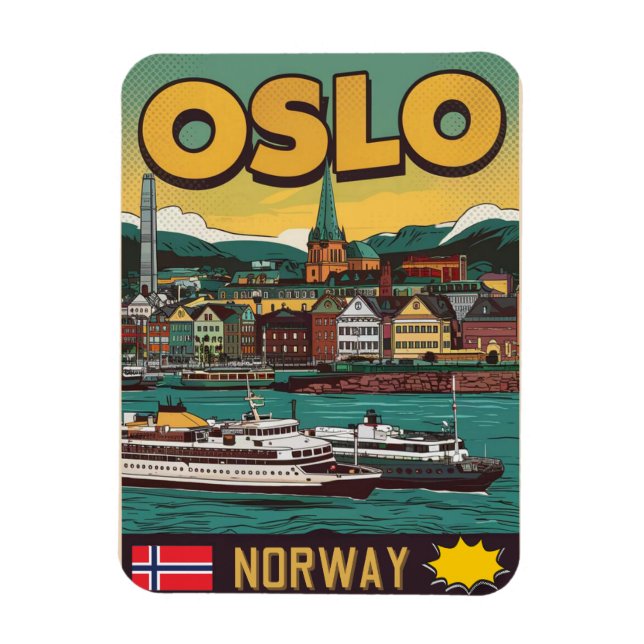 Oslo Fähren Norwegen Comic Souvenirs und Geschenke Magnet (Vertikal)
