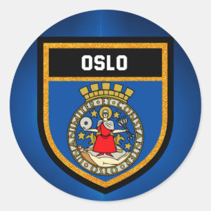 Oslo Flag Runder Aufkleber