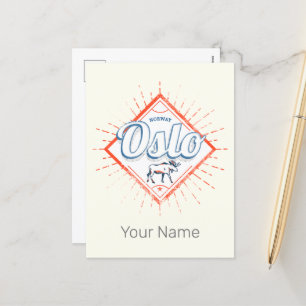 Oslo Hauptstadt Norwegen Retro Elch Vintage Souven Feiertagspostkarte