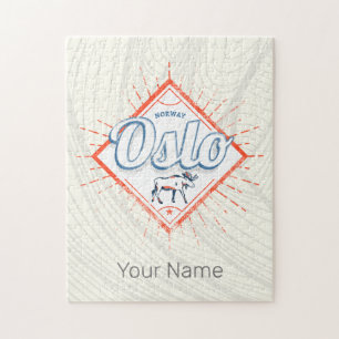 Oslo Hauptstadt Norwegen Retro Elch Vintage Souven Puzzle
