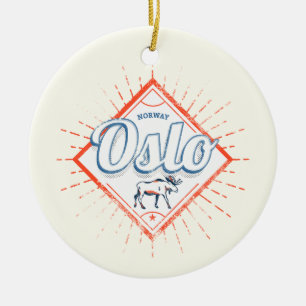 Oslo Hauptstadt Norwegen Retro Moose Vintag Souven Keramik Ornament