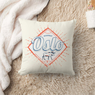 Oslo Hauptstadt Norwegen Retro Moose Vintag Souven Kissen