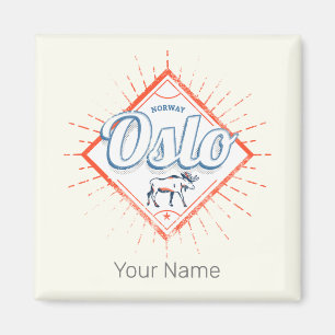 Oslo Hauptstadt Norwegen Retro Moose Vintag Souven Magnet