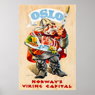 Oslo Kunst Viking Druck Norwegen Reiseplakat Nordi Poster