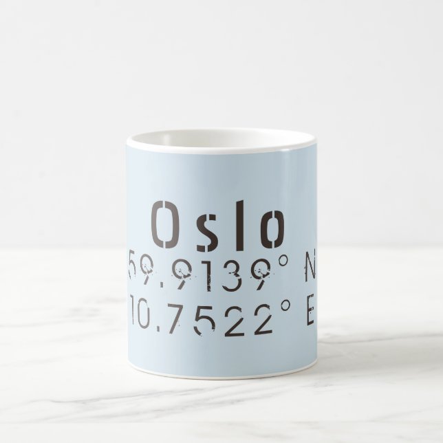 Oslo Latitude Longitude Kaffeetasse (Mittel)