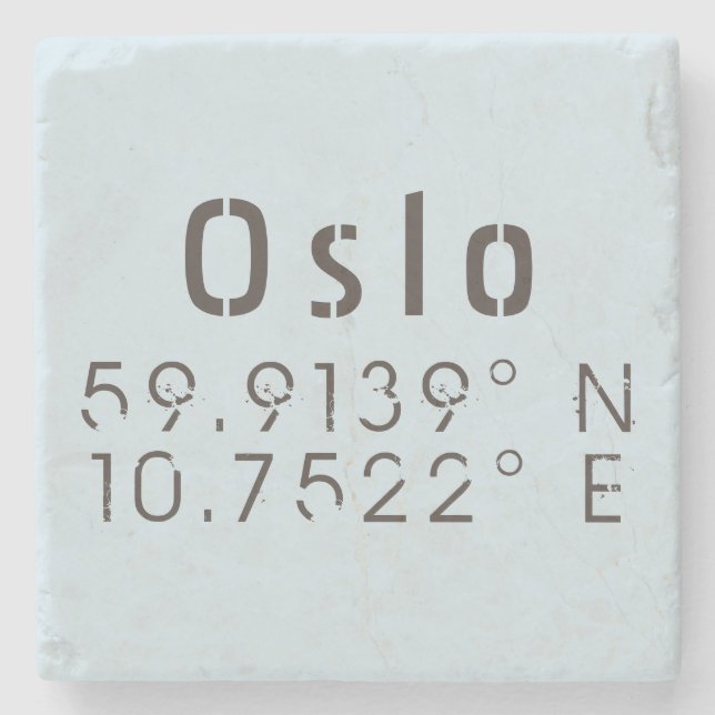 Oslo Latitude Longitude Steinuntersetzer (Vorderseite)