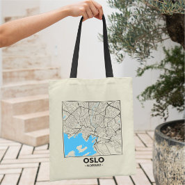 Oslo, Norway, City Map Tote Bag Tragetasche