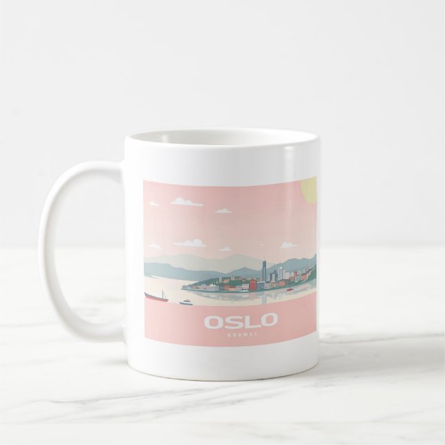 Oslo Norwegen Fjord Pastel Travel Kaffeetasse (Links)