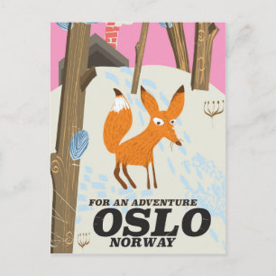 Oslo Norwegen Fuchs Vintage-Reiseposter Postkarte