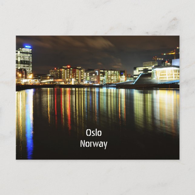 Oslo, Norwegen nachts Postkarte (Vorderseite)