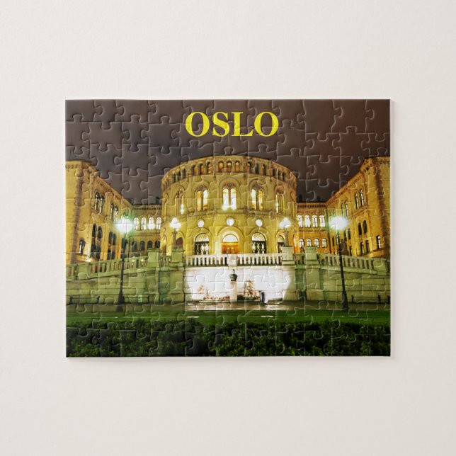Oslo, Norwegen nachts Puzzle (Horizontal)