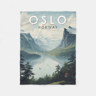 Oslo Norwegen Reise Kunst Vintage Fleecedecke