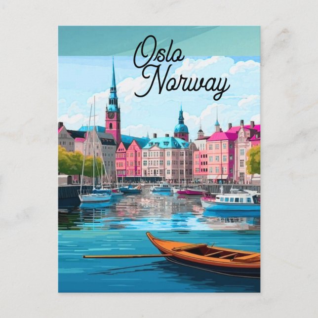 Oslo Norwegen Reise Postkarten Kunst, Oslo Postkar (Vorderseite)